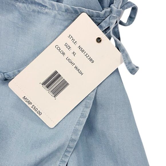 Zac & Rachel Light Blue Denim Skort Elastic Waistband & Tie Women’s XL Preppy - Picture 6 of 11